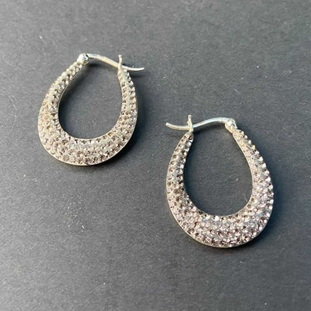 Vintage Clear Stone Sterling Silver Earrings - image 2