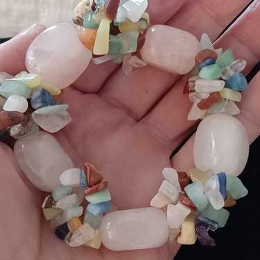 Vtg.Very unique genuine rose quartz & other genui… - image 1