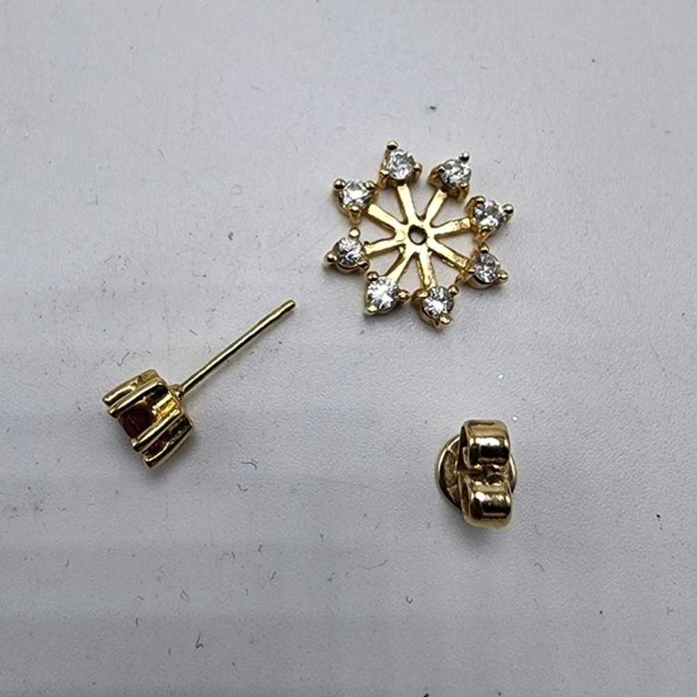 90's CZ Lab Created Ruby Earrings Pierced Gold To… - image 6