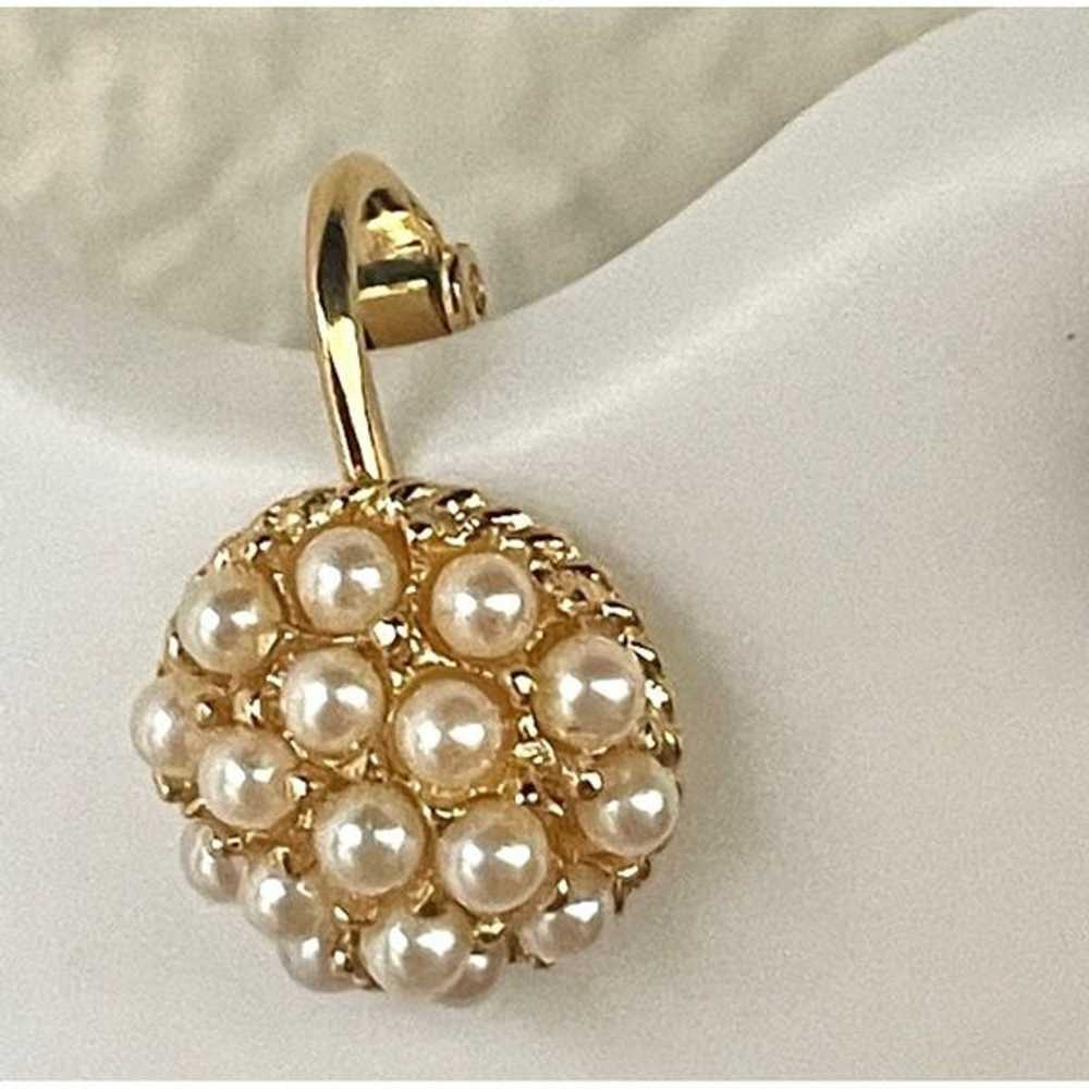 Gold tone pearl clip on earrings - image 5