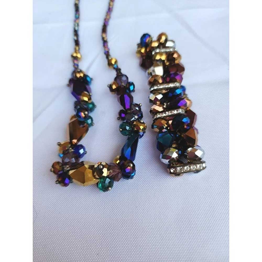 VTG Aurora Borealis Beaded  Purple Blue Crystal N… - image 1