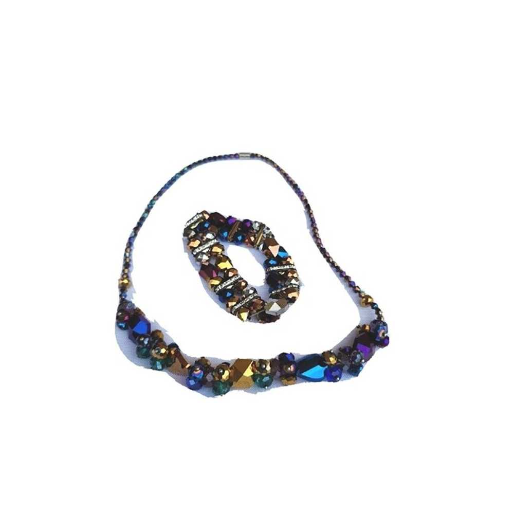 VTG Aurora Borealis Beaded  Purple Blue Crystal N… - image 2