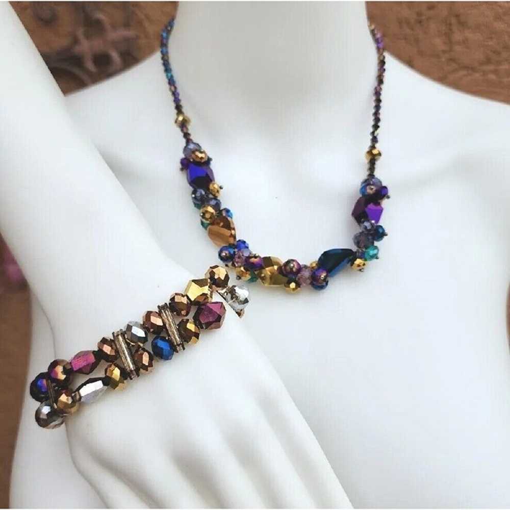 VTG Aurora Borealis Beaded  Purple Blue Crystal N… - image 4