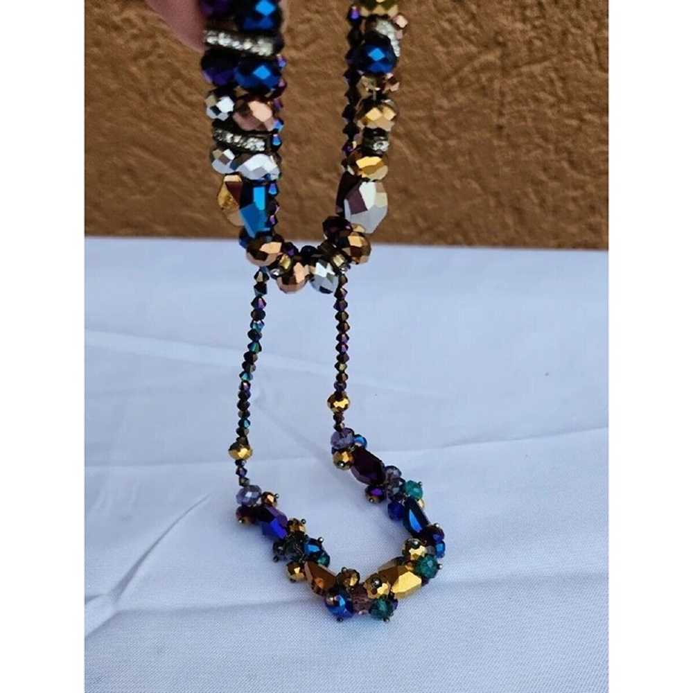 VTG Aurora Borealis Beaded  Purple Blue Crystal N… - image 8