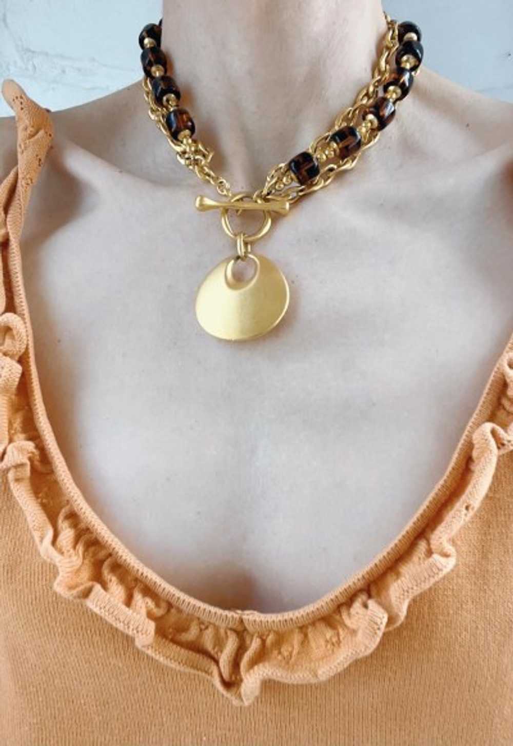 gold tone choker necklace - image 3