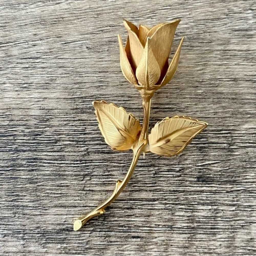 Vintage Giovanni Gold Rose Brooch Pin - image 1