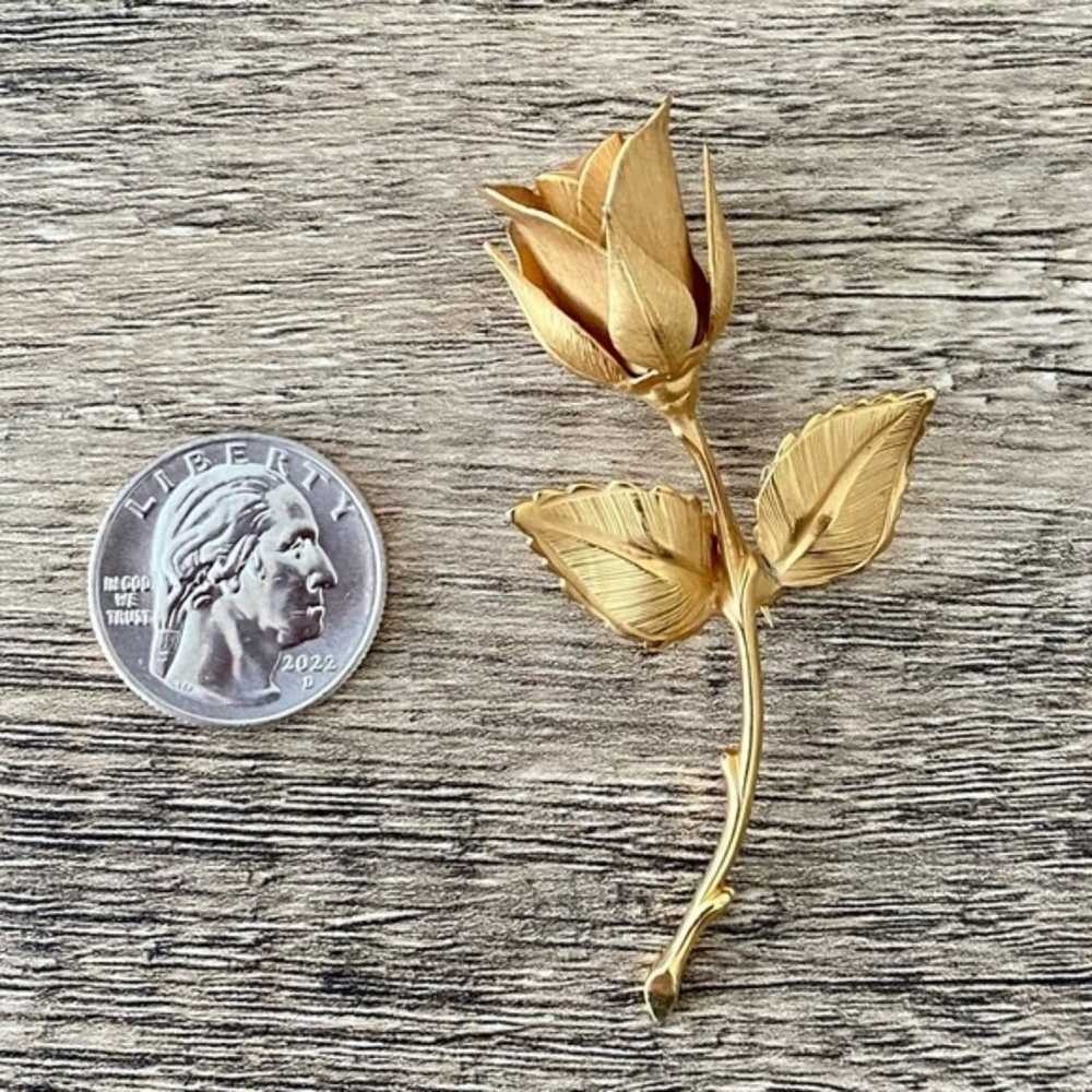 Vintage Giovanni Gold Rose Brooch Pin - image 4