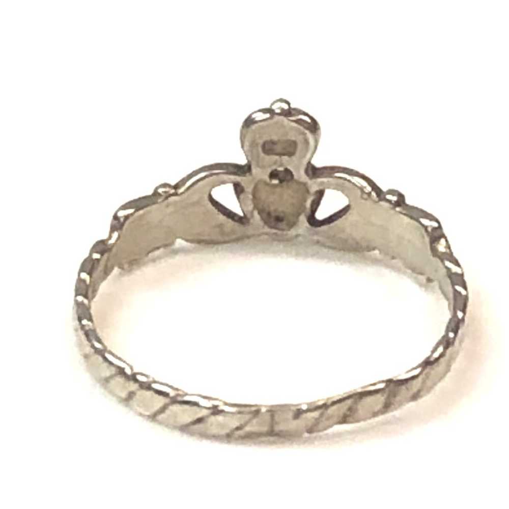 Vintage Irish Claddagh Sterling Silver Ring - image 4