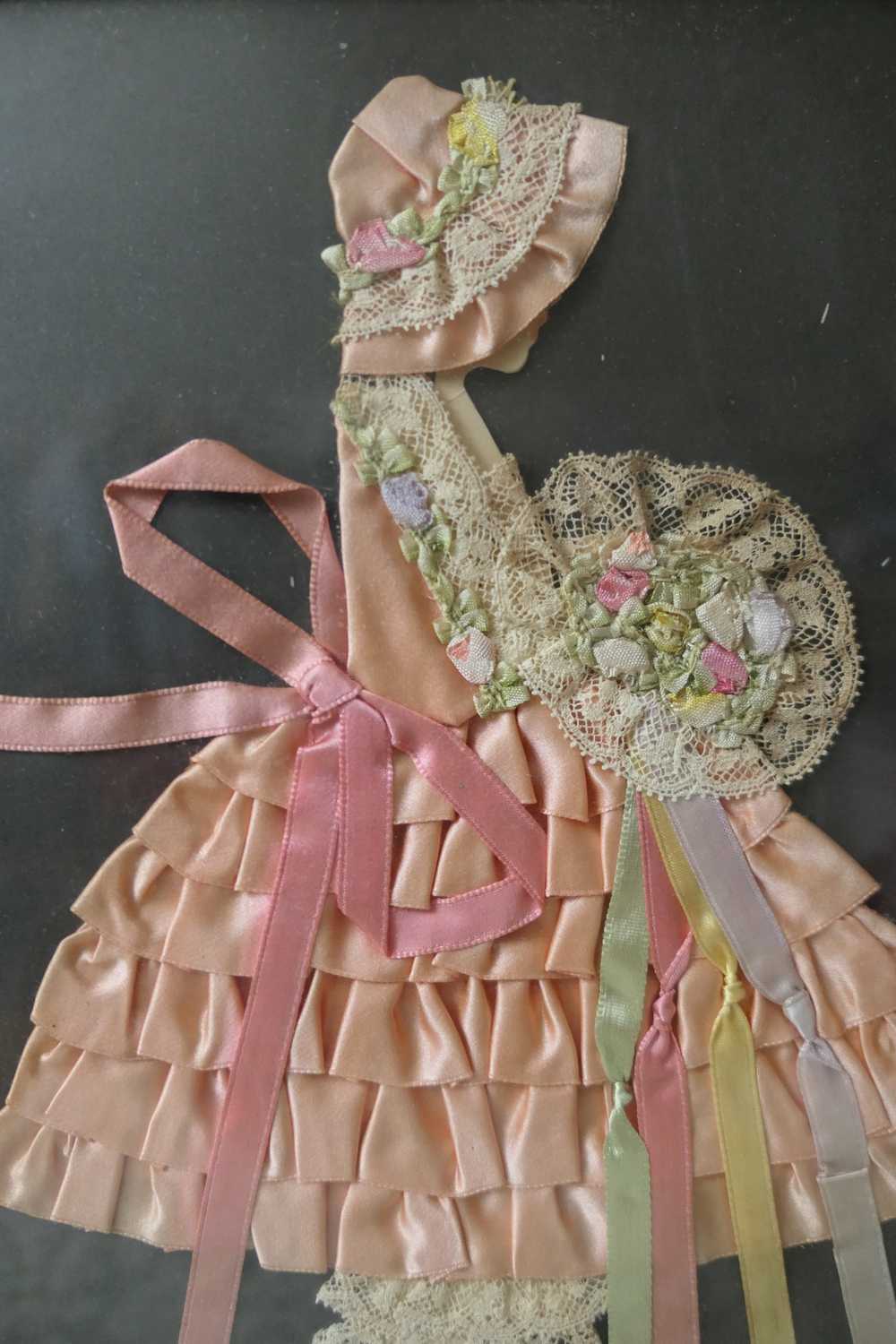 Vintage Peach Satin Ribbon Doll with Big Skirt 19… - image 10