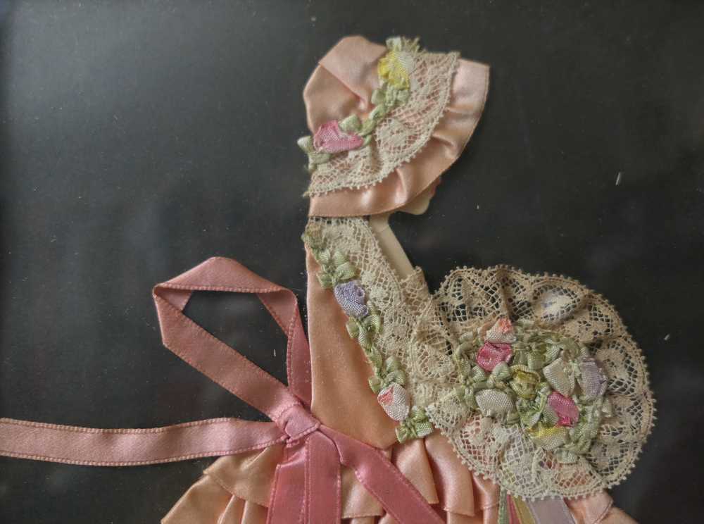 Vintage Peach Satin Ribbon Doll with Big Skirt 19… - image 6