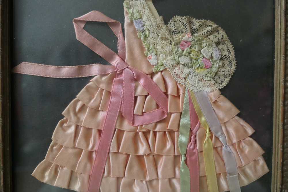 Vintage Peach Satin Ribbon Doll with Big Skirt 19… - image 7