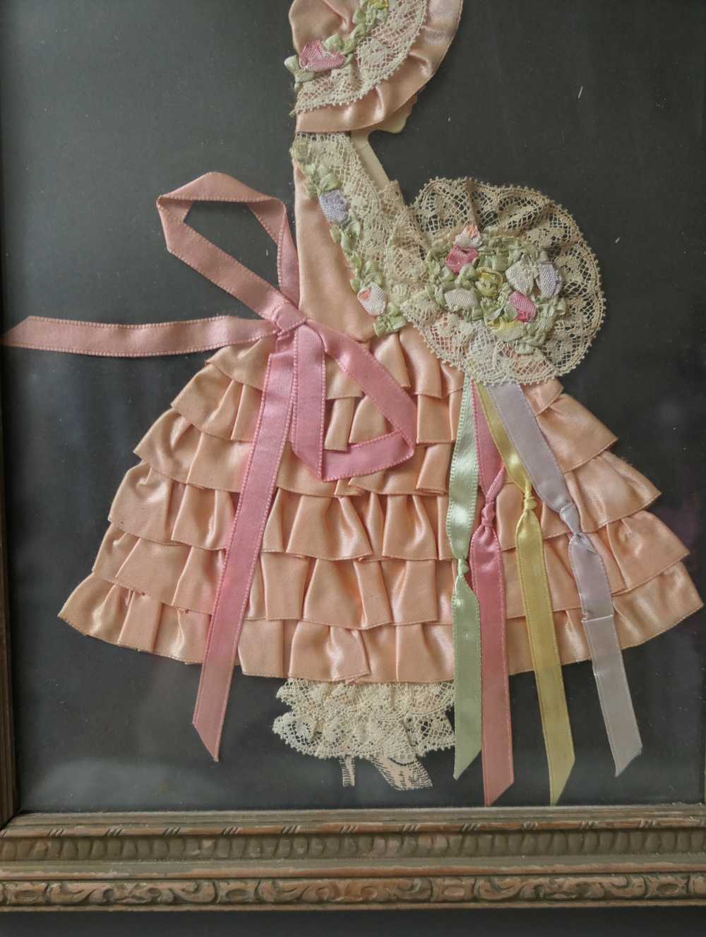 Vintage Peach Satin Ribbon Doll with Big Skirt 19… - image 8