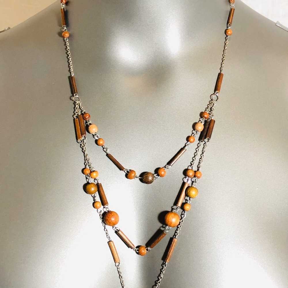 Wood beaded necklace - image 1