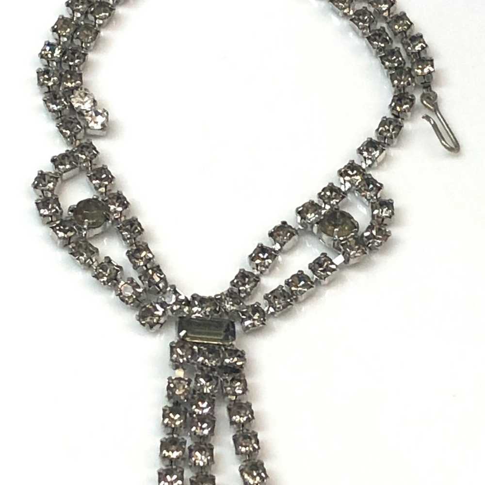 Vintage Black Diamond Glass Crystal Festoon Neckl… - image 3