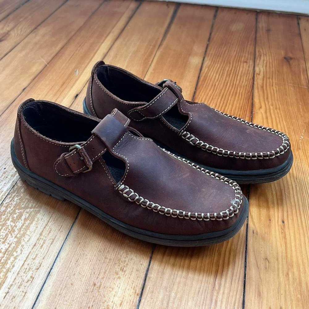 Brown Mary Jane brown moccasin genuine leather sh… - image 2