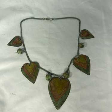 VTG copper graduated heart Statement Necklace