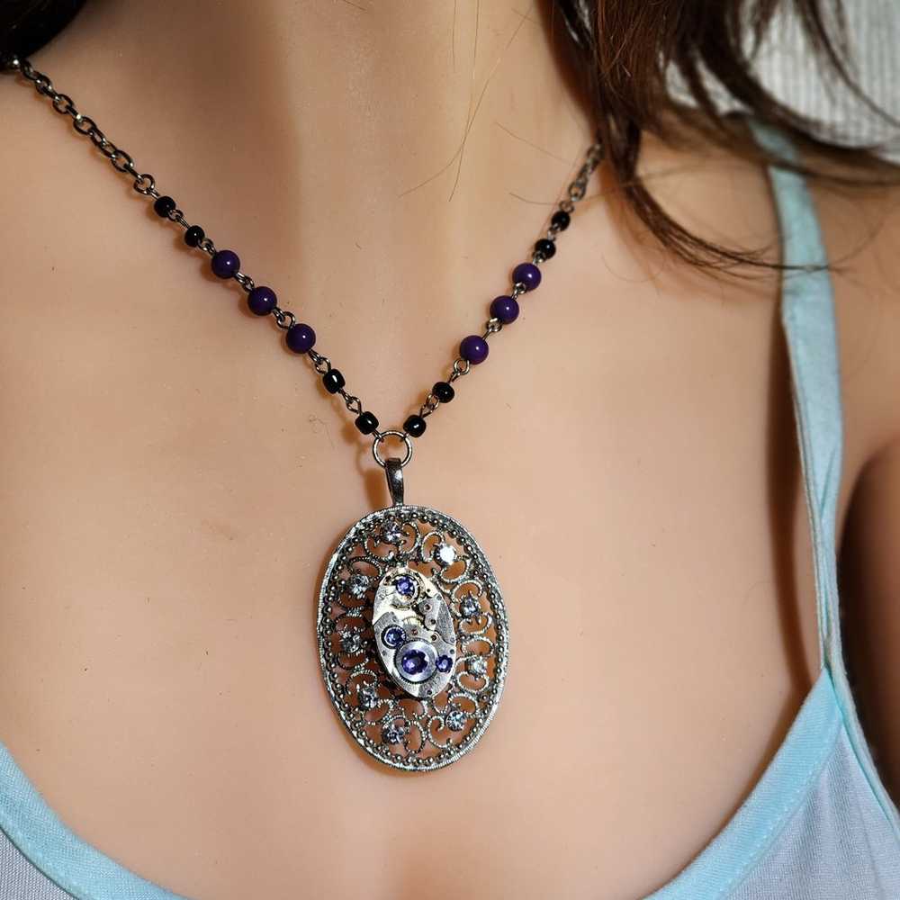 Custom made steampunk/ sparkly necklace - image 2