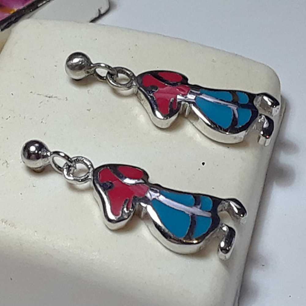 Estate 2Sided Dogs w/Red & Blue Enamel Sterling S… - image 2