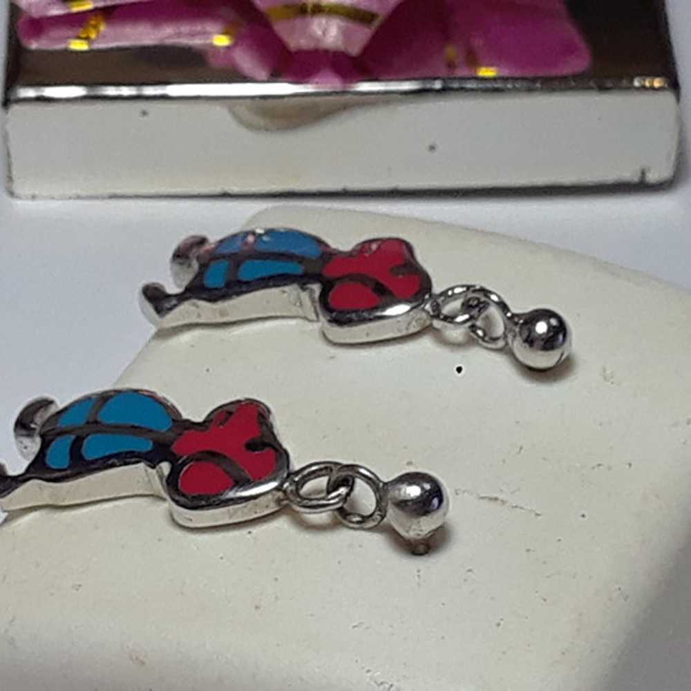 Estate 2Sided Dogs w/Red & Blue Enamel Sterling S… - image 3