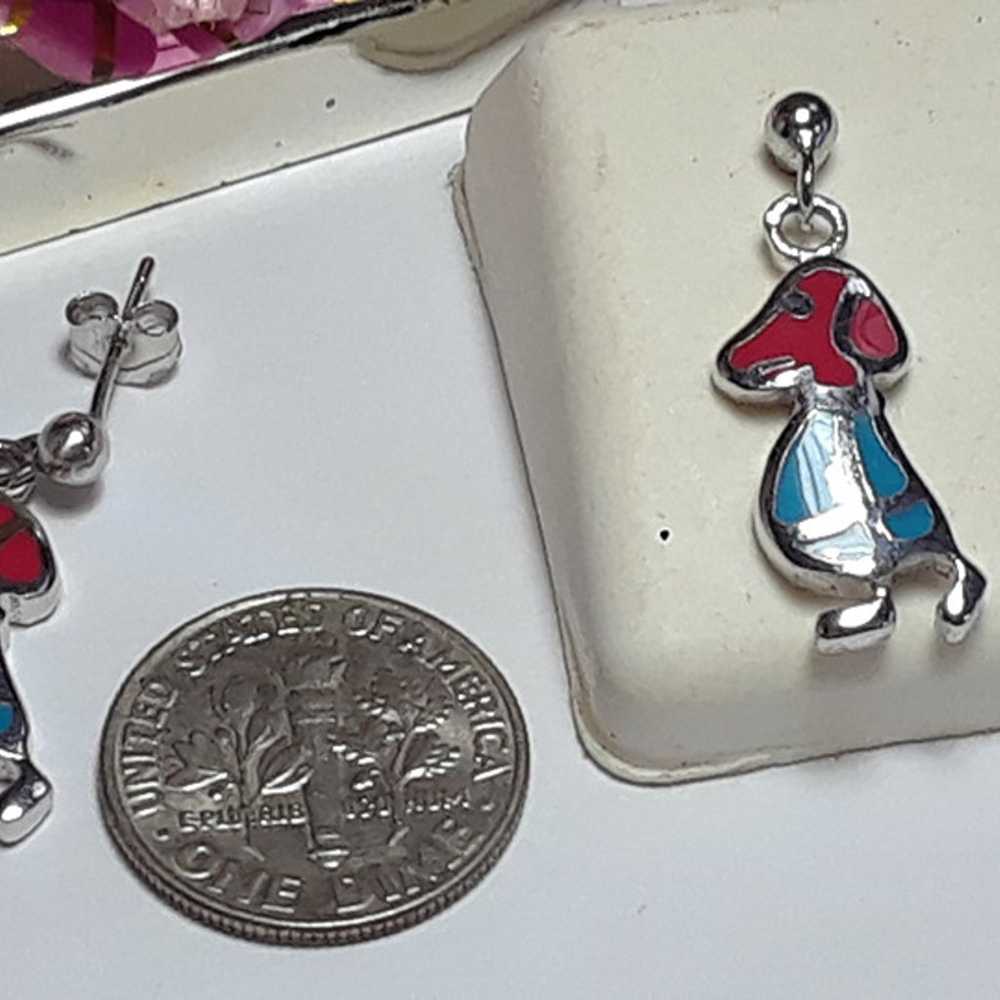 Estate 2Sided Dogs w/Red & Blue Enamel Sterling S… - image 4