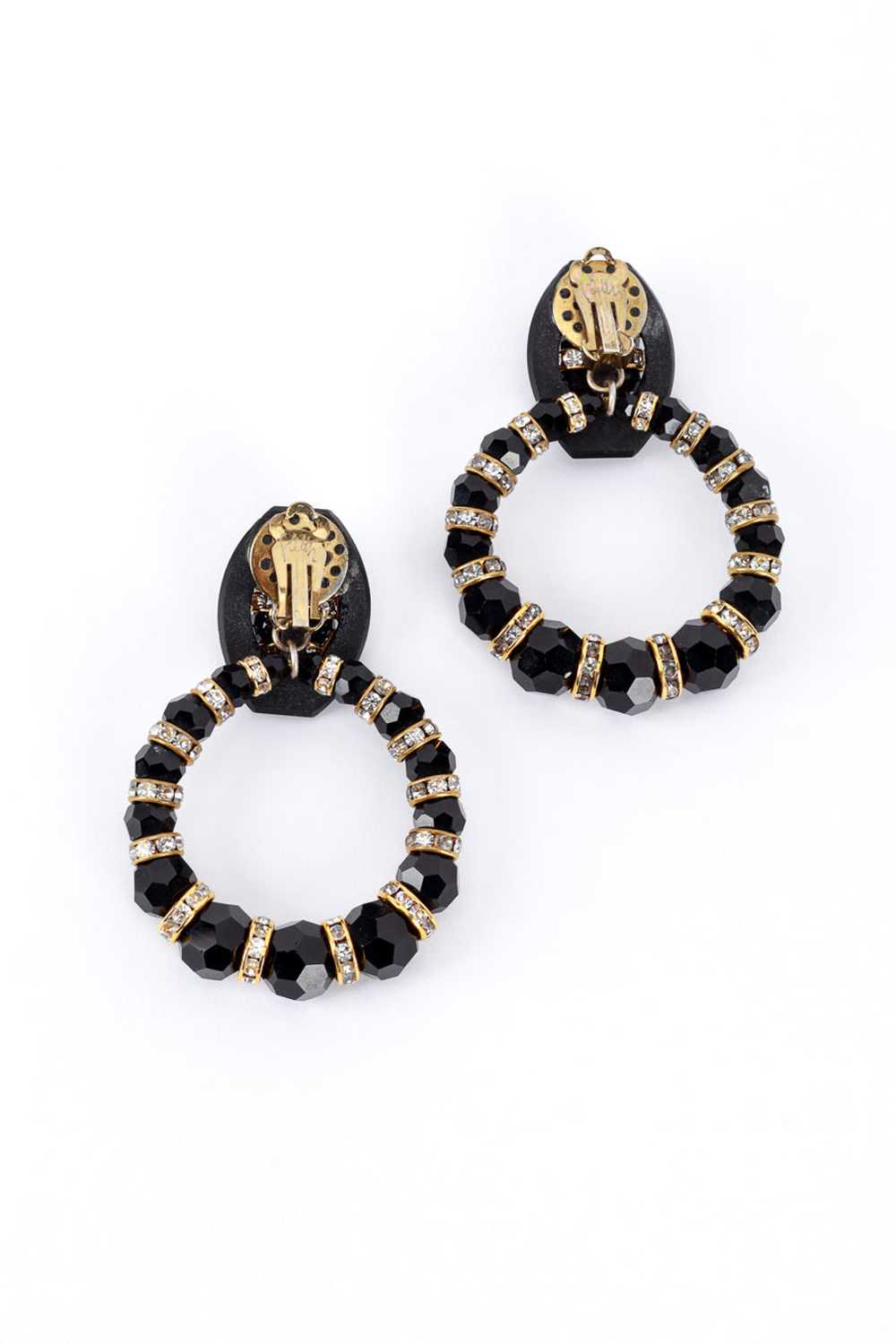 FAITH Stripe Rhinestone Hoop Drop Earrings - image 4