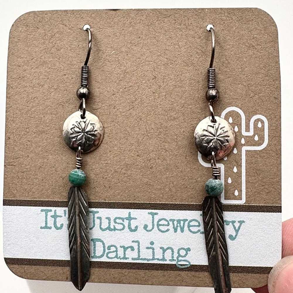 Native American Womans Earrings Sterling Silver T… - image 1