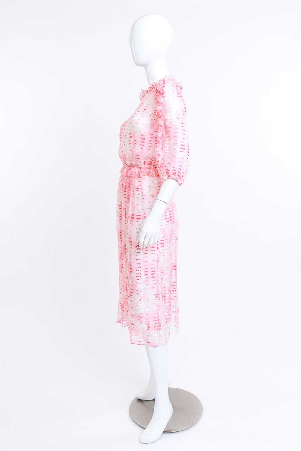 Sheer Silk Floral Ruffle Dress - image 2