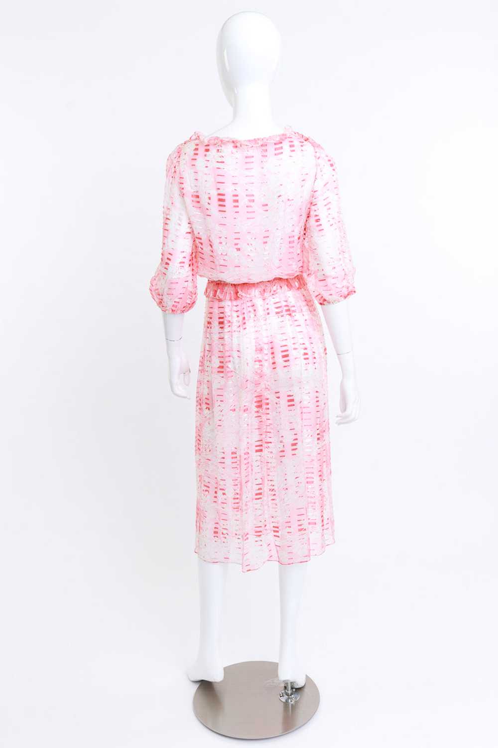 Sheer Silk Floral Ruffle Dress - image 3