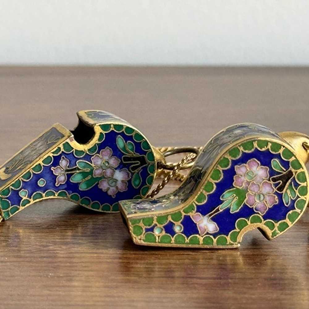 Antique Pair Chinese Cloisonné Bronze whistle - image 2