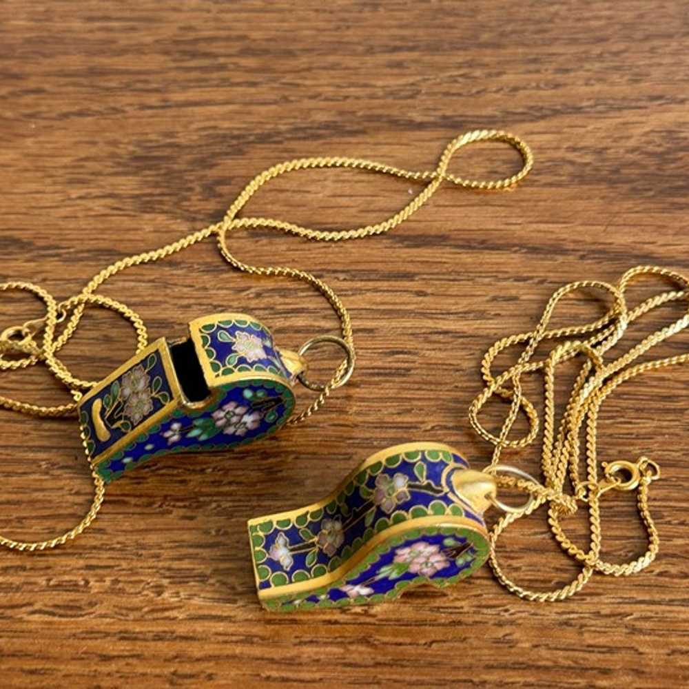 Antique Pair Chinese Cloisonné Bronze whistle - image 3