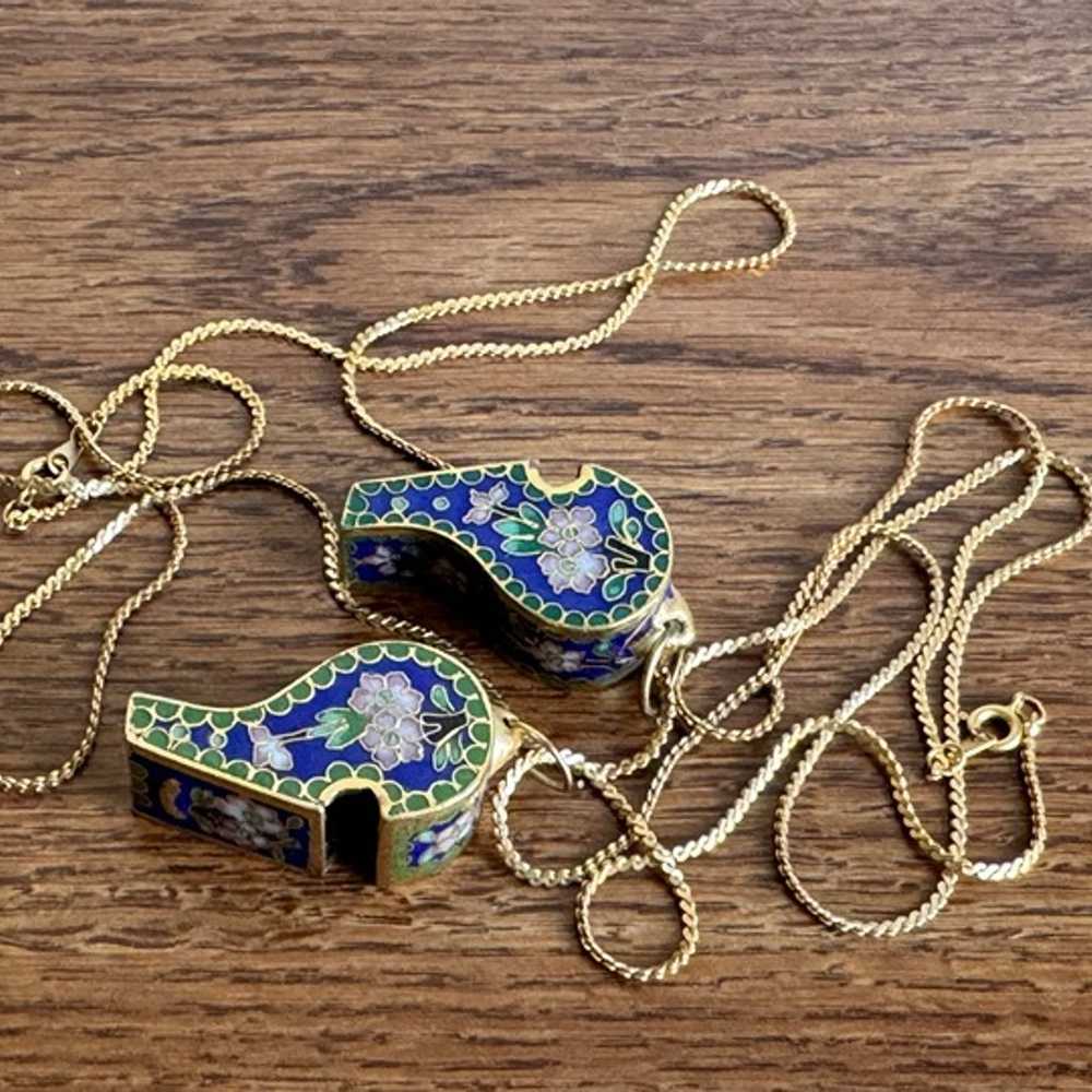 Antique Pair Chinese Cloisonné Bronze whistle - image 5