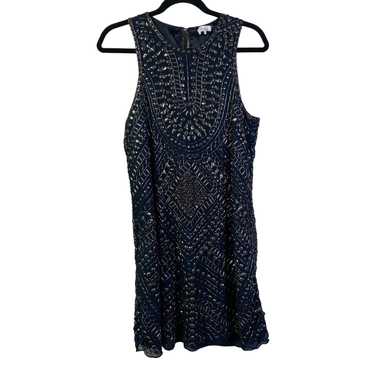 PARKER Blue Allegra Beaded Embellished Silk Sleev… - image 1