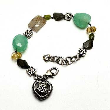 Brighton Green Gemstone Heart Charm Bracelet Up to