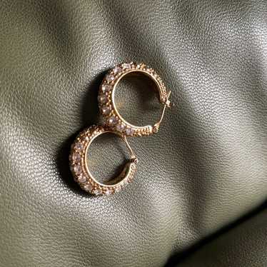 Vintage Gold tone Monet hoop earrings - image 1