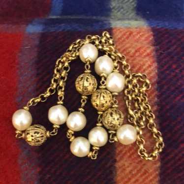 Vintage Trifari Gold Filagree & Pearl Necklace - image 1