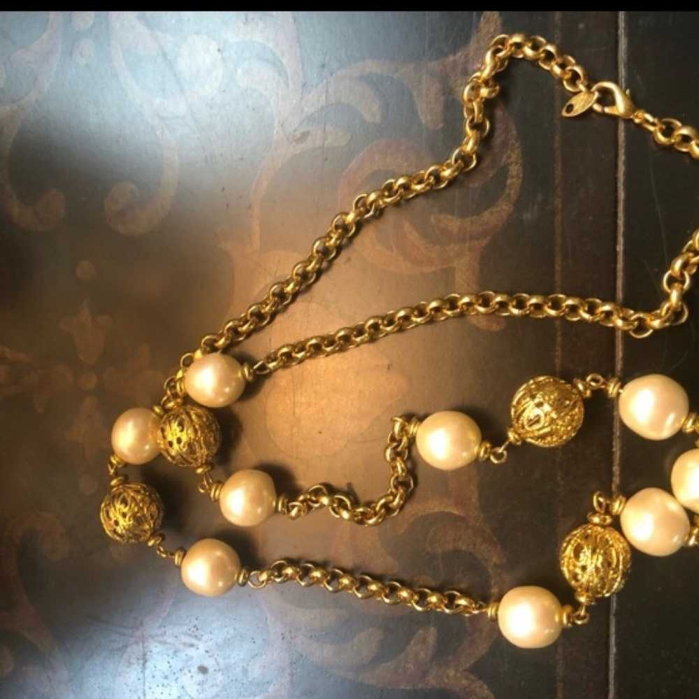 Vintage Trifari Gold Filagree & Pearl Necklace - image 6