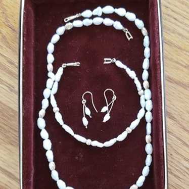 Fresh Water Pearl Necklace Set - 3 pcs - Vintage - image 1