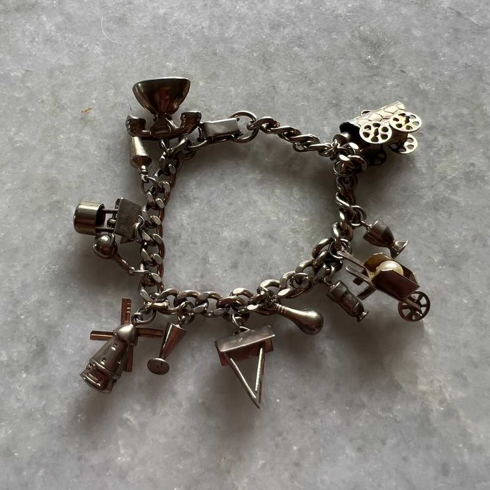 Vintage Silver Tone Multi Charm Bracelet - image 4