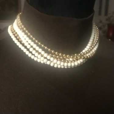 High End Vintage Gold & White Choker