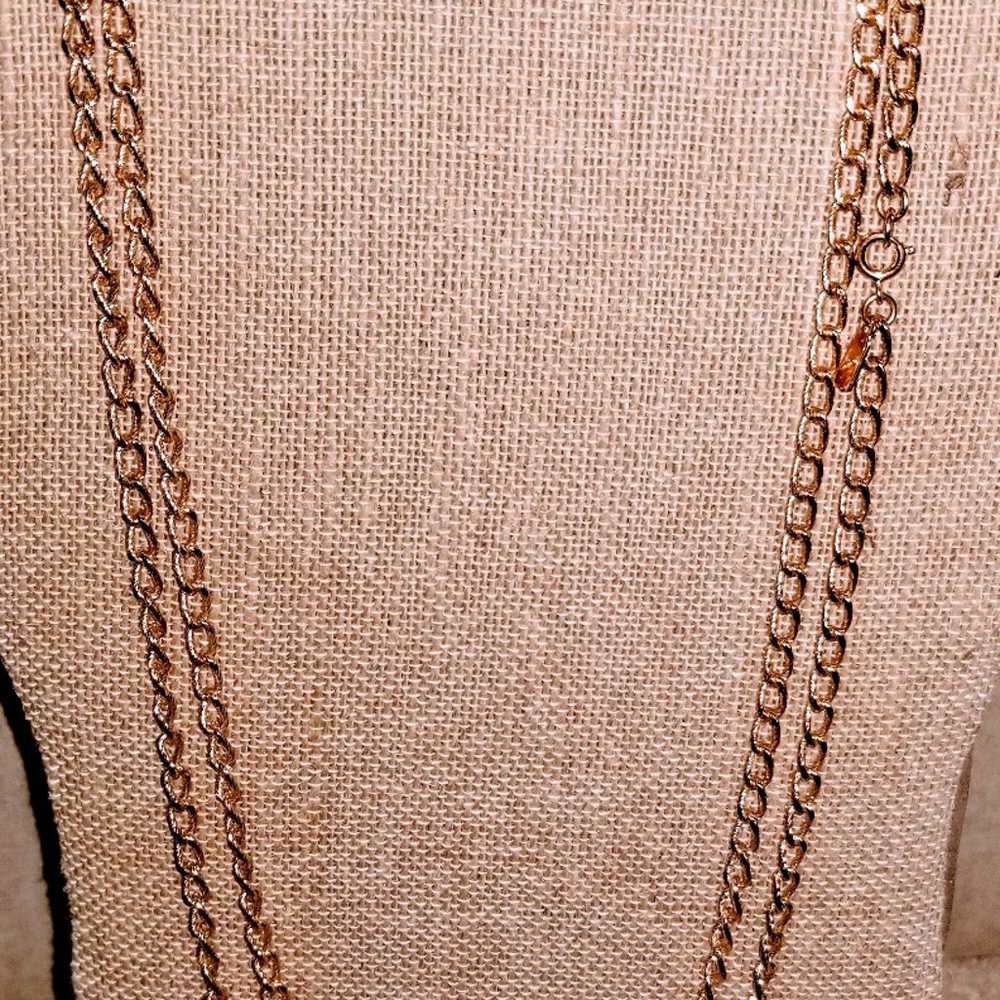 Vintage 70s - 80s MONET Gold Tone Necklace 56" Lo… - image 10