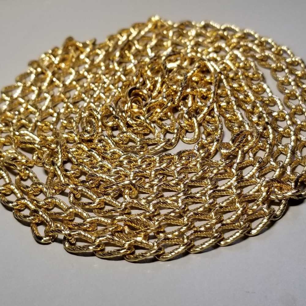 Vintage 70s - 80s MONET Gold Tone Necklace 56" Lo… - image 2