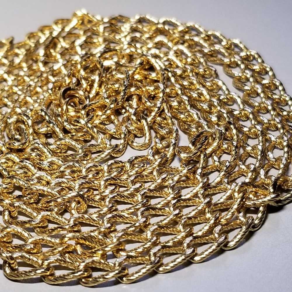 Vintage 70s - 80s MONET Gold Tone Necklace 56" Lo… - image 4