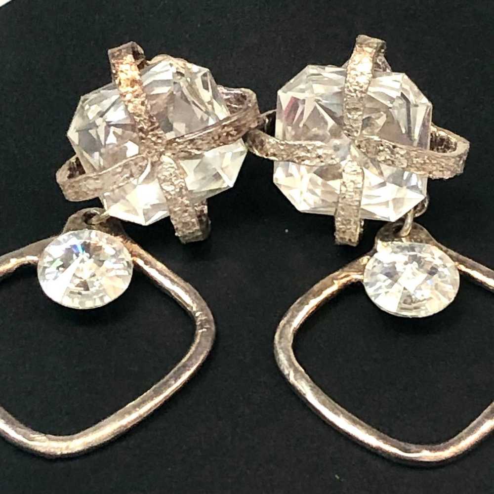 Vintage Glass Crystal Huge Runway Clipback Earrin… - image 4