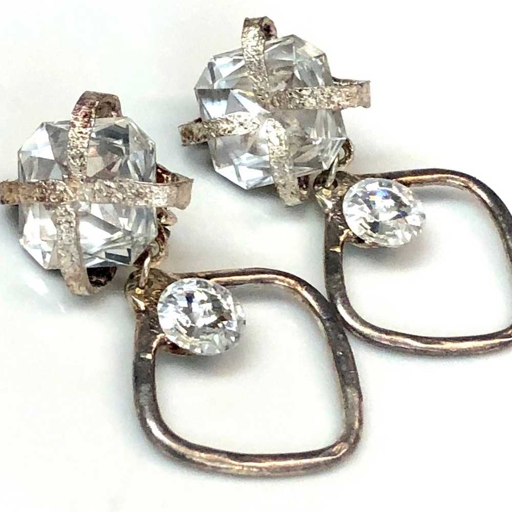 Vintage Glass Crystal Huge Runway Clipback Earrin… - image 5