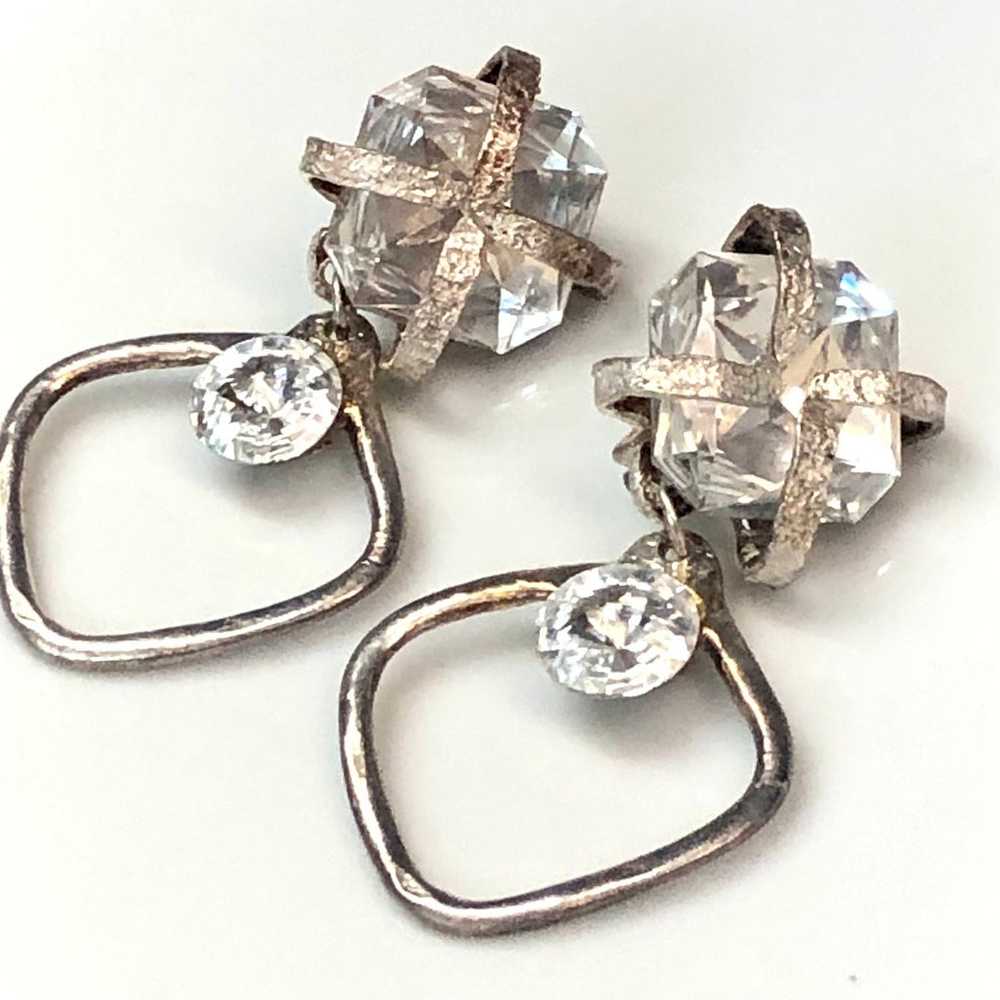 Vintage Glass Crystal Huge Runway Clipback Earrin… - image 6