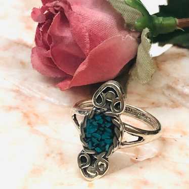 Relios Stone Mosaic Ring Sterling Silver Size 9 factory Turquoise Statement