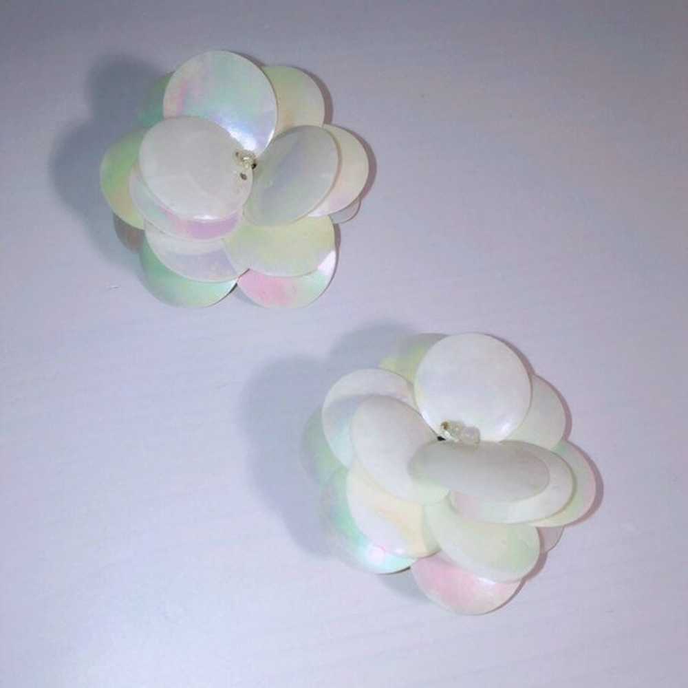 Vintage Iridescent Flower Earrings - image 2