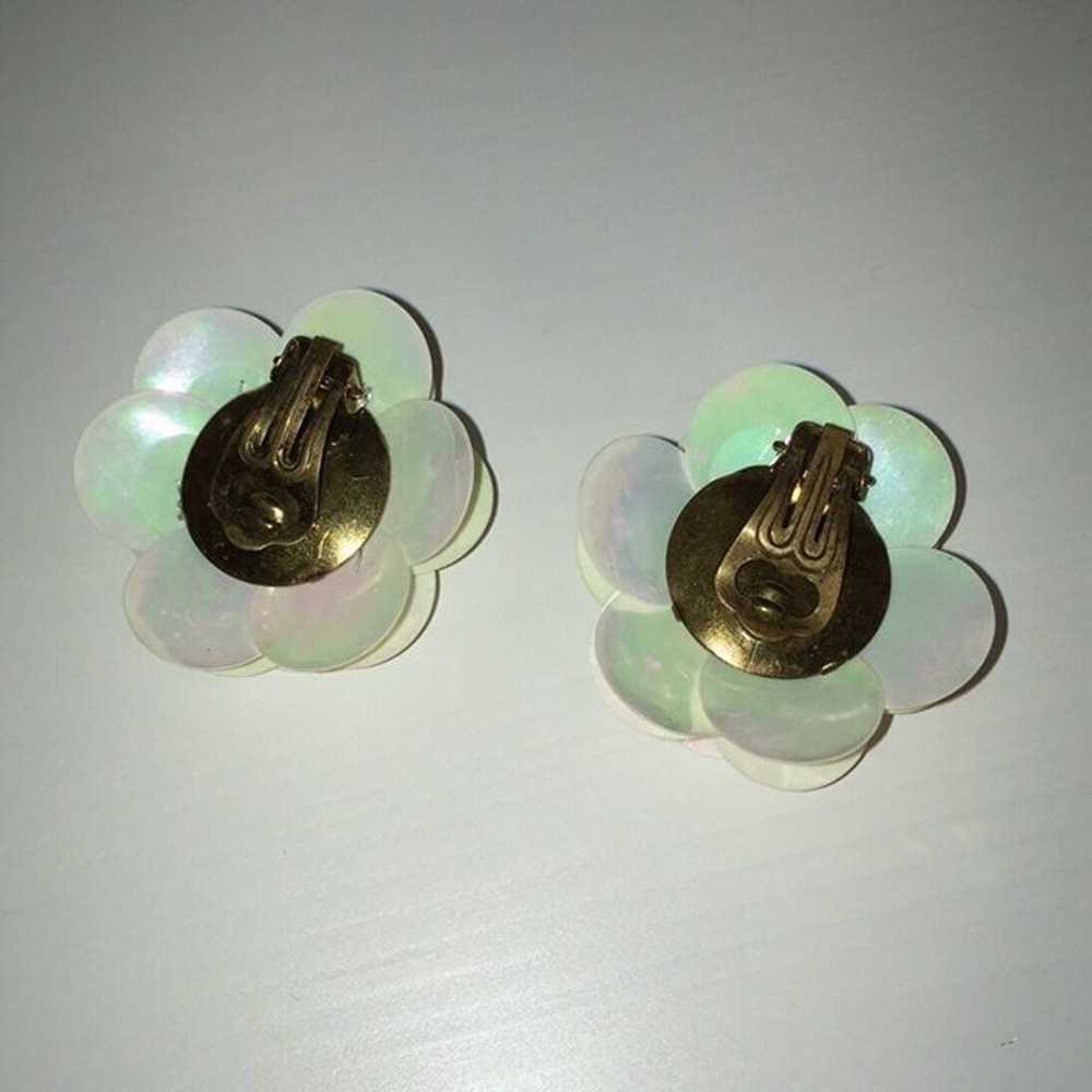 Vintage Iridescent Flower Earrings - image 3