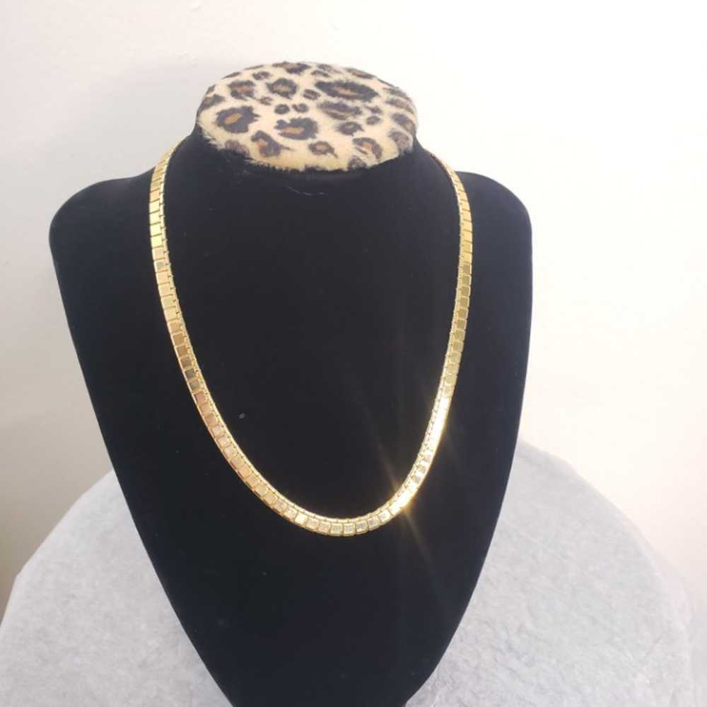 Monet Gold Tone Triple plated Herringbone Necklace - image 2