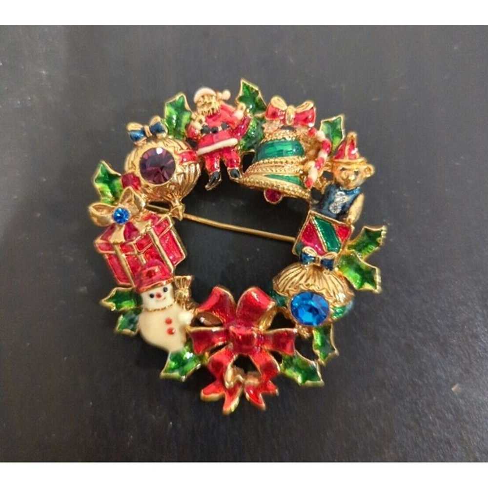 CHRISTOPHER RADKO CHRISTMAS ORNAMENT WREATH PIN B… - image 2